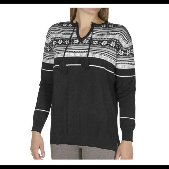 Hot Chillys Nordic Style Sweater, Black/White and Grey - Picture 2 of 8